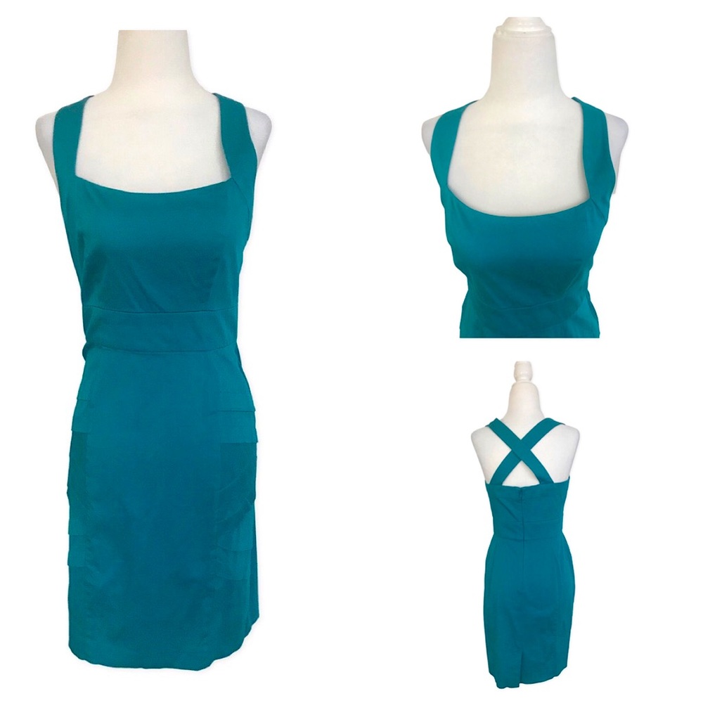 Calvin Klein Aquamarine Halter Classic Sheath